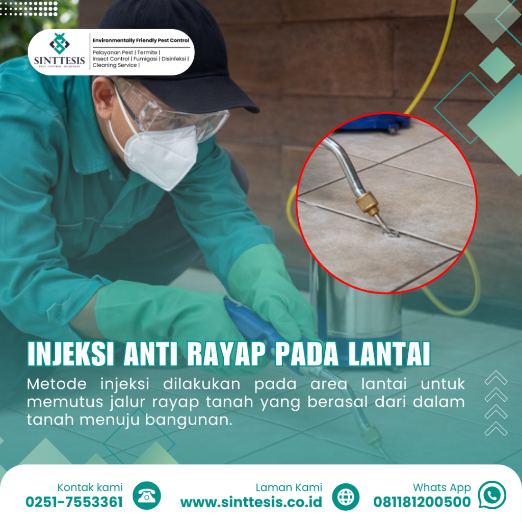 proses injeksi lantai untuk mencegah rayap